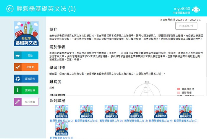 Myet 人工智慧口語課堂 輕鬆學基礎英文法第一冊 教育部校園數位內容與教學軟體